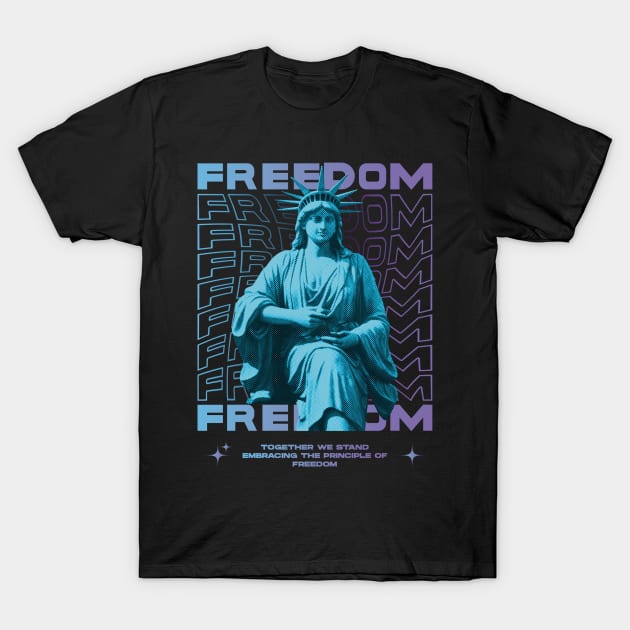 Elegant Brutalism Fashion Design (FREEDOM-together we stand, embracing the principle of Freedom) T-Shirt by Nazo Gallery